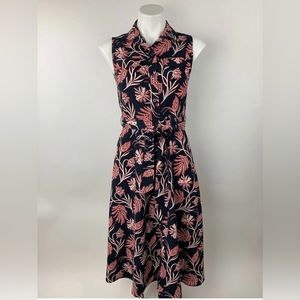 Banana Republic Women's Size 8  Midi Combo Blue Floral Dress